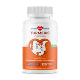 Coco and Luna turmeric dogs bottle front displaying joint support for aging pets.