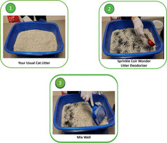 Coir Wonder multi-pet use in a rabbit enclosure demonstrating odor reduction.