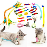 Coivnl cat toy pack feather elastic mesh sparks hunting instincts during play