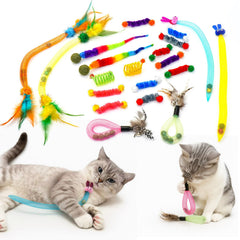 Coivnl cat toy pack feather elastic mesh sparks hunting instincts during play