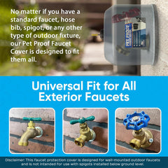 Cold Front Product universal-fit faucet protection covers hose bibs securely.