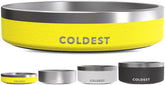 Coldest Dog Bowl triple-wall insulation closeup highlighting durable metal design for long-lasting use.