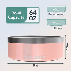 The Coldest Water 3-layers insulated stainless steel bowl preserves water temperature longer.