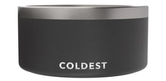 The Coldest Water dog bowl in anti-rust metal with stealth black finish keeps water fresher longer.