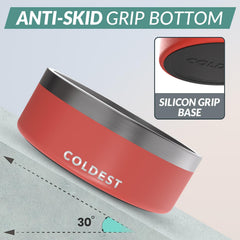 Coldest Water dog bowl crimson red side view highlighting triple-wall insulation and longevity