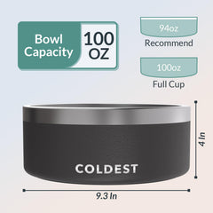 Coldest Water dog bowl-rust-resistant-stainless highlights durable, long-lasting use.