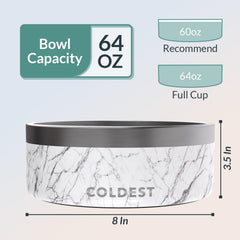 The Coldest Water 64oz capacity keeps pets hydrated between refills