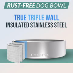 The Coldest Water bowl features triple-layer insulation for temperature stability.