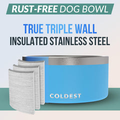 The Coldest triple-wall insulated bowl keeps water cooler during extended playtime.