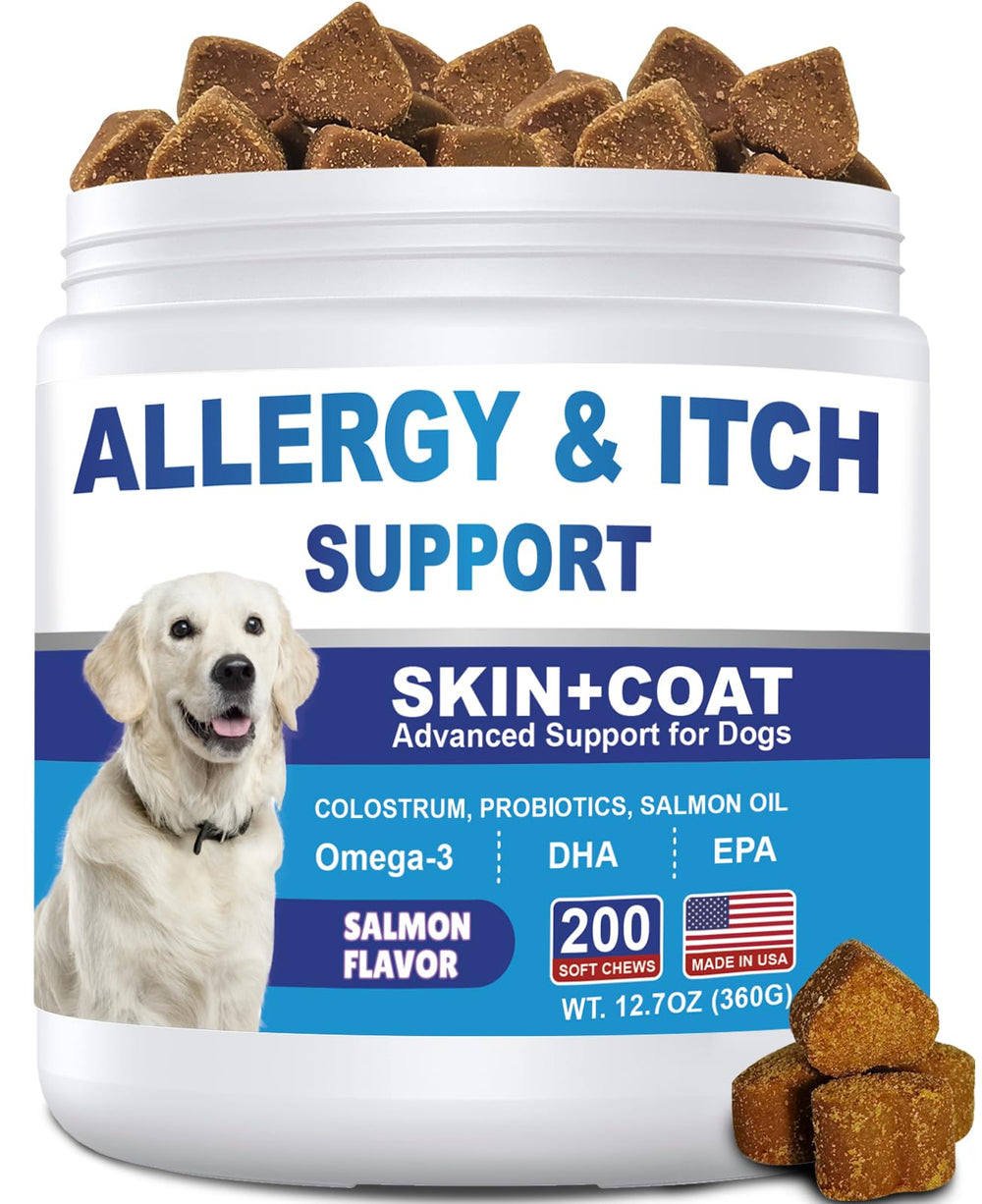 ColEaze Dog Allergy Chews bottle front highlighting packaging for easy relief