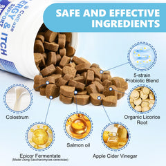ColEaze Dog Allergy Chews dog paw closeup suggests soothing itch relief potential