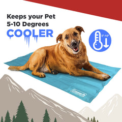 Coleman Comfort Cooling Gel Pet Pad with a resting dog after cooling session.
