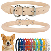 CollarDirect: collar de cuero enrollado suave para perros con pelo largo