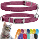 CollarDirect collar de cuero rosa con cascabel para mayor visibilidad.