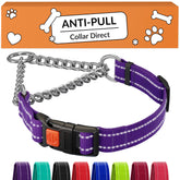 CollarDirect Martingale morado con cierre rápido para perros grandes, fácil de colocar y ajustar.