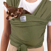 CollarDirect dog sling gray enables hands-free outings with small dogs.