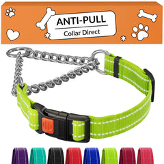 CollarDirect martingale lime-green collar for large dogs with reflective stitching for safety