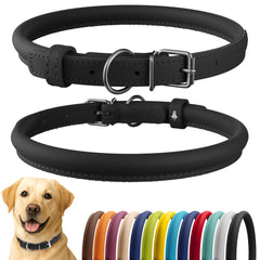 CollarDirect rolled leather collar closeup shows soft padding for comfortable wear.