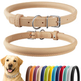 CollarDirect rolled leather dog collar closeup highlighting soft, comfortable wear.