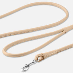CollarDirect rolled leather dog leash 6ft in black for everyday walks and training.