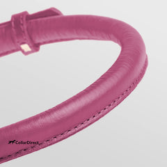 CollarDirect soft-padded round dog collar in pink, reduces matting during play.