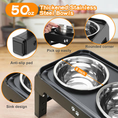 COMESOON anti-slip dog bowl stand keeps bowls steady for quiet meals.