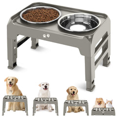 COMESOON elevated-bowls-stand with four-height options for easier dog feeding.