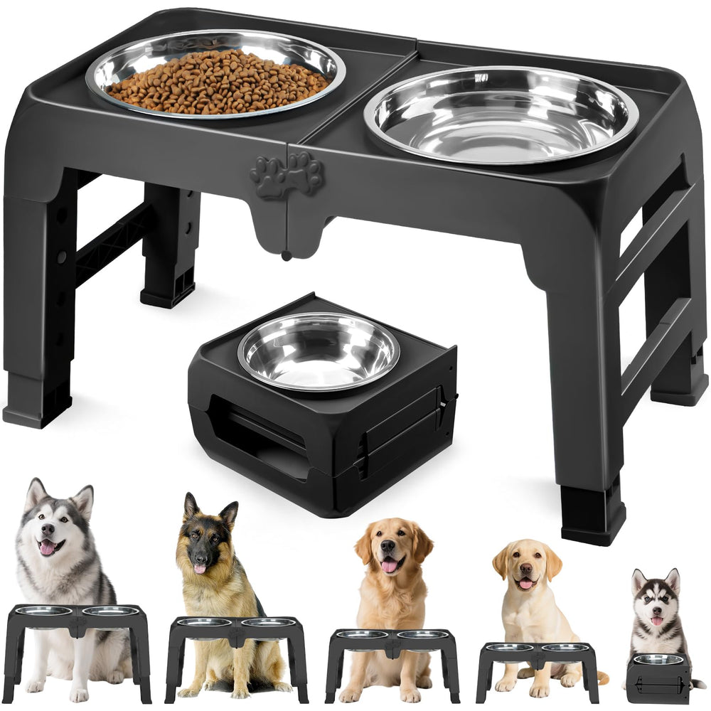 COMESOON elevated-dog-bowl-stand with two 10-inch bowls for large dogs, sturdy feeding setup.