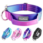 Comfluxe tactical dog collar with handle for safe, controlled training during walks.