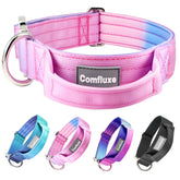 Comfluxe tactical dog collar pink gradient side view for outdoor adventures