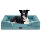 Comfort Expression orthopedic dog bed front view in blue, 36x27 inches for large dogs.