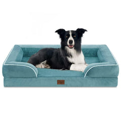 Comfort Expression orthopedic dog bed front view in blue, 36x27 inches for large dogs.