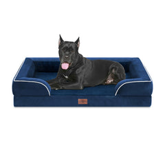 Comfort Expression orthopedic dog bed front view in navy provides cozy support for extra-large dogs