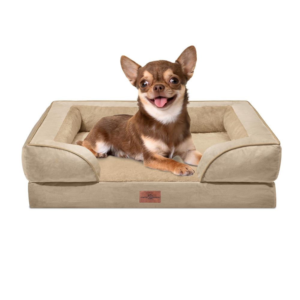 Comfort Expression orthopedic dog bed foam closeup highlighting supportive egg-crate foam for joints.