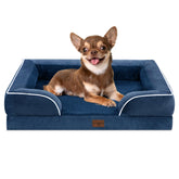 Comfort Expression orthopedic dog bed small navy front view enhances comfort.