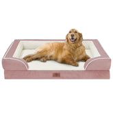 Comfort Expression orthopedic dog bed XL 42x30 in pink exterior offers secure, supportive resting space.