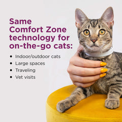 Comfort Zone calming collar closeup strap shows adjustable one-size fit with easy release.