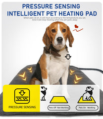 COMOIL gravity-sensing auto mode highlights automatic warmth when pet rests.