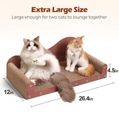 ComSaf cat scratcher bed with two cats lounging and playing together.