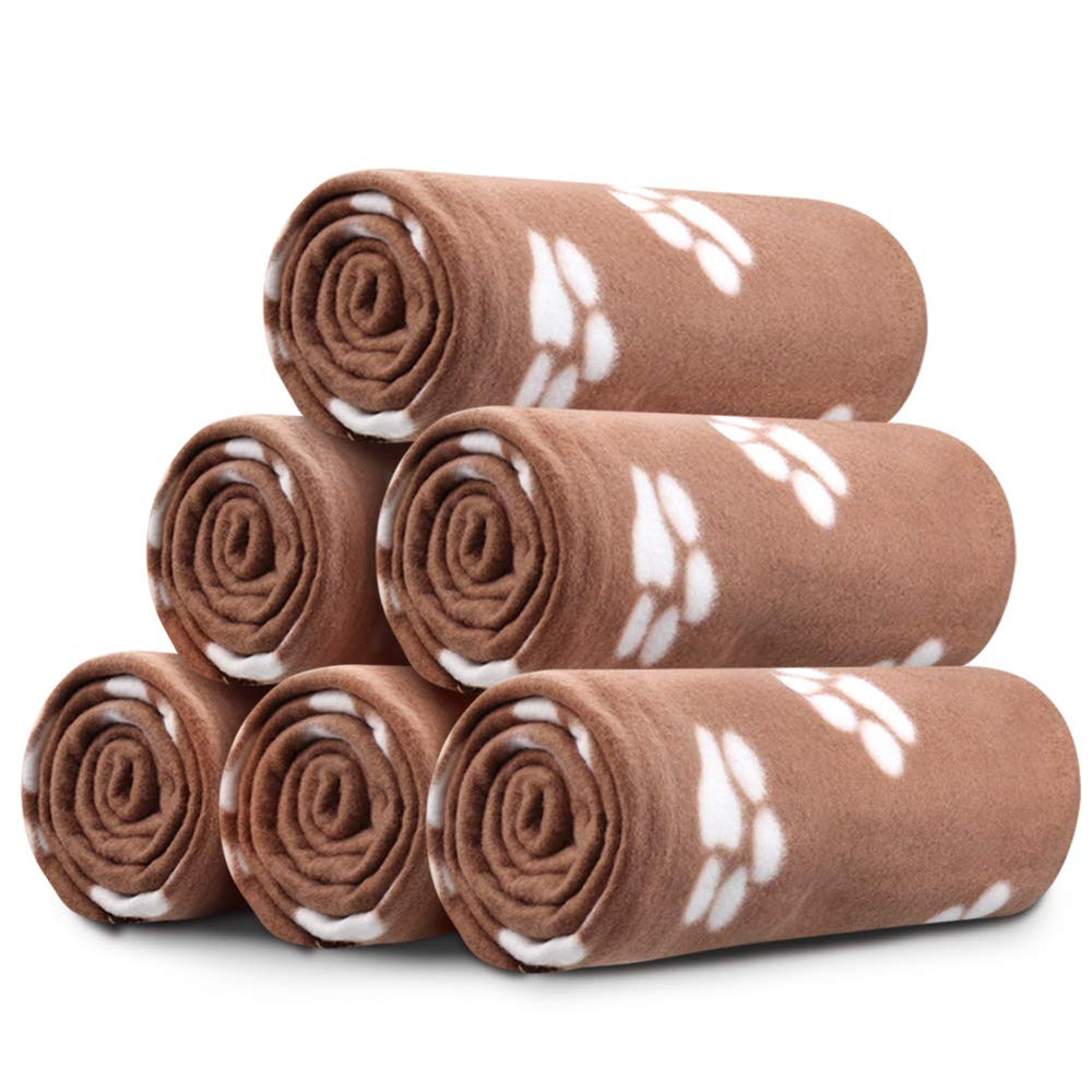 Comsmart dog blankets six-pack with paw print brown 39x31 for versatile pet comfort
