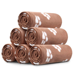Comsmart dog blankets six-pack with paw print brown 39x31 for versatile pet comfort