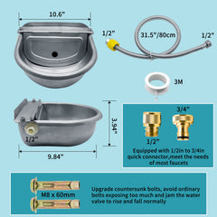 COMVIEE water bowl with float valves, prevents overflow while animals drink.