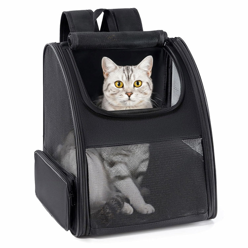 Conlun cat backpack with 3-side mesh windows delivers breathable airflow and pet visibility.