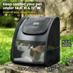 Conlun cat backpack airflow panel maintains cool, comfortable travel.