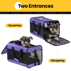 Conlun cat carrier breathable mesh windows provide fresh air and visibility.