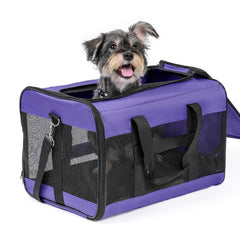 Conlun soft-sided dog carrier top view for easy car travel with pets.