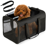 Conlun dog carrier top view shows breathable mesh for comfortable car trips