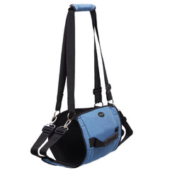 COODEO Dog Carry Sling worn on dog demonstrates hands-free lifting in blue.