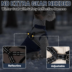 COOHAMS dog winter coat reflective strips enhance visibility during dusk walks.