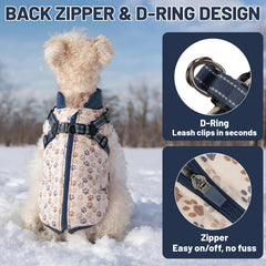 COOHAMS dog winter coat waterproof-material close-up demonstrates windproof shell and durable fabric.